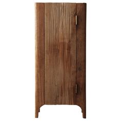 a tall wooden cabinet with two doors