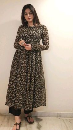 Women outfits Black Colour Kurti Design, Latest Kurtis For Women, Cotton Long Dress Indian, Dress Indian Style Simple Cotton Neck Design, Simple A Line Kurti Designs, Kurti With Jeans Casual, Trendy Dress Outfits Indian, Georgette Kurtis Designer Latest, Georgette Frock For Women