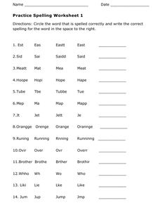 practice spelling worksheet for students