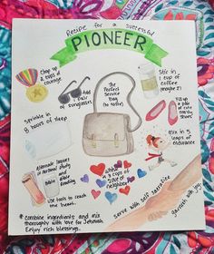 a piece of paper with an illustrated description of items used in the poem'pioneers '