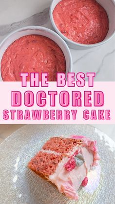 doctored strawberry cake mix Strawberry Doctored Box Cake, Box Cake Taste Like Bakery Strawberry, How To Make Cake Box Taste Like Bakery, Doctored Up Strawberry Cake Mix Recipes, Best Strawberry Box Cake Recipe, Cake From Box Taste Like Bakery, Strawberry Cake Using Box Cake, Strawberry Cake With Box Cake