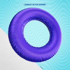 an inflatable purple ring floating on top of a blue and white background with the words lifeloy 3d for summer