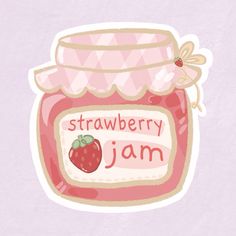 a jar of strawberry jam with the words strawberry jam on it