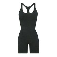 Take comfort to-go in this classic racerback onesie ready for everything on your agenda. Features a built-in powermesh bra for light support and hits at... Light Grey Leggings, Onyx Color, Unisex Onesies, Onyx Colour, Knit Jumpsuit, Long Sleeve Jumpsuit, Black Romper, Sleeveless Jumpsuits, Catsuit