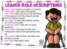 a poster with an image of a person sitting on a chair and the words leader role descriptions