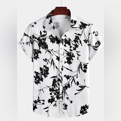 Size: L Color: White / Black Condition: New Without Tags - Never Worn - Excellent/New Condition With No Rips, Stains Or Tears Approximate Measurements: Pit To Pit: 23.75 Length: 29 Unique Beach, Floral Print Shirt, Casual Cardigans, Sun Beach, Hawaiian Style, Mens Hawaiian Shirts, Beach Shirts, Stylish Shirts, Summer Shirts