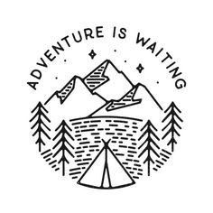 the adventure is waiting logo with mountains and trees