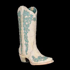 Corral Ladies Bone Glitter Overlay Embroidery Snip Toe Boots A4368 White Corral Boots, Wedding Cowboy Boots For Bride, Wedding Boots For Bride, Boots For Bride, Blue Cowgirl Boots, Turquoise Embroidery, Nashville Style Outfits, Wedding Cowboy Boots, Megan Moroney