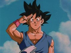 an animated image of gohan with the words in spanish and english on his face