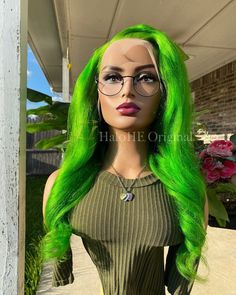 Green Lace Front Wig Human Hair Material: 12A 100% Unprocessed Brazilian virgin human hair wigs.Super soft hair with natural looking, full and thick, No shedding, No tangle and True to length. Body Wave Green frontal wigs human hair is so easy to be dyed custom to other color, it takes color amazingly. It can also be redyed. Body Wave Green Lace Front Wigs Human Hair Advantage: 180 density Green HD lace frontal wigs with 13x6 HD transparent lace, which is soft, breathable, and durable, suitable Green Frontal Wig, Green Lace Front Wigs, Green Wig, Ponytail Bun, Body Wave Wig, High Ponytails, Cap Hair, Soft Hair, Green Lace