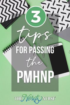 the title for three tips for passing the pmnp, with black and white chevron