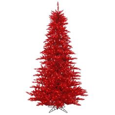 red tinsel christmas tree with white background