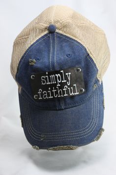 Simply Faithful Distressed Denim Hat Denim Hat, Hat Fashion, Distressed Denim, Trucker Hat, Hats