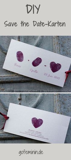 two pictures with the words super idea diy save the date kartern on them