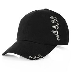 Korean Style Chain Piercing Baseball Cap (Black/Pink/White) Chain Piercing, Cap Boy, Embroidery Hat, Cap Women, Sun Cap, Hat Embroidery, Sport Hat, Womens Baseball Cap, Snapback Cap