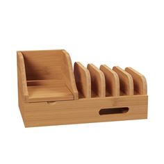 a set of six wooden utensils in a holder