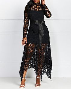 Long Lace Dress For Fall, Long Lace Fall Dress, Long Sleeve Midi Dress With Lace Patchwork For Party, Long Sleeve Maxi Dress With Lace Patchwork For Evening, Lace V-neck Midi Dress For Fall, Fall Lace V-neck Maxi Dress, Party Maxi Dress With Lace Patchwork And Long Sleeves, Black Long Sleeve Maxi Dress With Lace Patchwork, Fall Party Lace Maxi Dress