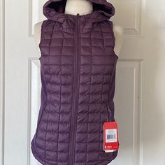 100% Authentic Womens The North Face Ma Thermoball Vest (Msrp $149). This Vest Is Brand New With Tags. Style: A2th9g24 Color: Sugilite Purple The North Face Logo Left Hem Training Hybrid Delivers Ultralight Warmth And Unhindered Mobility Primaloft Thermoball Insulation At The Core And Soft Fleece At The Sides And Sleeves Zip Hand Pockets Adjustable Hood Feminine Shaping At Back Body: 100% Nylon Panels: 84% Cotton, 11% Polyester, 5% Elastane Purple North Face Vest, Winter Jacket North Face, Retro Nuptse Jacket, The North Face Puffer, Brown Puffer, North Face Puffer Jacket, Puffer Parka, Long Puffer Coat, Long Puffer