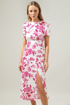 Clarice Bloom Floral Midi Dress – Sugarlips Brunch Sundress, Southern Dresses, Floral Pencil Dress, Spring Events, Fitted Midi Skirt, August Wedding, Groom Dresses, Bride Groom Dress, Midi Slip Dress