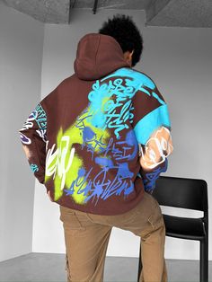 Weißer Oversize Graffiti Hoodie – Streetwear-Highlight! – Ablukaonline Silly Clothes, Hoodie Aesthetic, Sweet Shirt, Cold Weather Outfits, Embroidered Hoodie