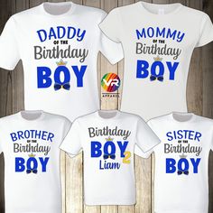 Birthday Shirts For Family, 1st Birthday Boy Shirt, Mommy Birthday, One Year Birthday, Custom Made T Shirts, Happy Birthday Son, Birthday Fashion, Baby Boy Birthday, Birthday Boy Shirts