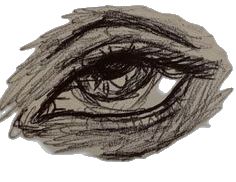 a drawing of an eye is shown in black and white