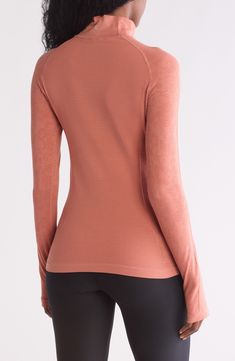 A mock neck and thumbhole cuffs add extra coverage to this long-sleeve top that features a quarter-zip closure for fresh air when needed. Quarter-zip closure Mock neck Long sleeves 95% polyamide, 5% spandex Machine wash, line dry Imported Mock Neck Long Sleeve, Desert Sand, Thumb Holes, Fresh Air, Long Sleeve Top, Mock Neck, Quarter Zip, Nordstrom Rack, Long Sleeve Tops