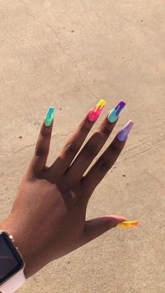 Quinceanera Nails, Multicolored Nails, Pastel Nail, Drip Nails, Colorful Nails, Cute Acrylic Nail Designs, Summer Acrylic Nails, Dream Nails, Coffin Nails Designs