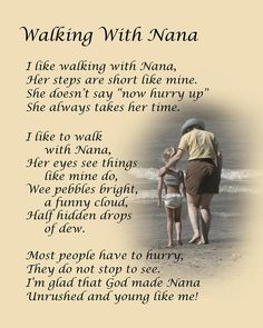 an image of a woman and child walking on the beach with poem written in it