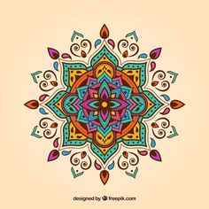 a colorful floral design on a beige background