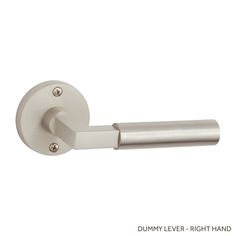 an image of a metal door handle on a white background with the words, dummy lever - right hand