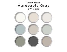 six different shades of gray paint with the words, agreeable gray sw 709