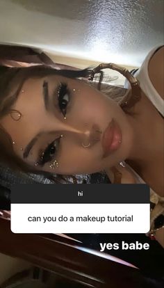 Makeup Ideas Gemstones, Dog With Bald Filter, Cute Makeup With Gems, Baddie Makeup With Rhinestones, Gems On Makeup, Make Up With Rhinestones Black Women, Gooey Makeup Looks, Y2k Gem Makeup, Black Gem Makeup Looks