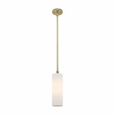 a small light fixture with a white glass shade on the bottom and a brass finish