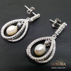 Classic pearl bridal earrings, 925 sterling silver online NZ, Luxuria Jewellery Pearl Bridal Earrings, Bridal Earrings Pearl, Pearl Bridal, Earrings Pearl, Bridal Pearls