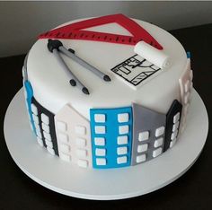 a cake that has been decorated to look like a construction site