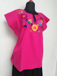 "Mexican blouse, blouse with beautiful multicolored floral embroidery, blanket blouse, ethnic blouse, hand-embroidered blouse. Mexican textile art has centuries of history and creativity throughout the country. Mexico is recognized as one of the leading countries with a beautiful aristic production in the textile world, miraculous hands of talented artisans from different states of the country create stunning embroidery clothing, and various items. #Oaxaca #Chiapas We ship anywhere in the word, Summer Cotton Embroidered Top For Fiesta, Folk Style Pink Tops For Festivals, Summer Fiesta Cotton Blouse, Pink Folk Style Tops For Festival, Cotton Tops For Fiesta, Cotton Tops With Multicolor Embroidery For Fiesta, Cotton Tops With Floral Embroidery For Fiesta, Bohemian Cotton Embroidered Top For Fiesta, Cotton Blouse With Multicolor Embroidery For Cinco De Mayo