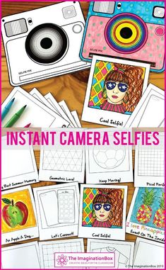 instant camera selfies for kids to print and color