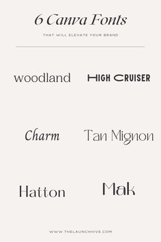 the different font styles for each type of logo design, including one that is black and white