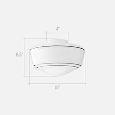 an image of a ceiling light with measurements for the size and width in front of it