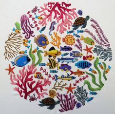 Ocean Wonders - stitchdoodles, embroidery, stitched, stitching, creative, pattern, patterns, hand embroidery, Embroidery Pattern Design, Ocean Wonders, Hand Embroidery Kits, Embroidery Sampler, Hand Embroidery Kit, Hand Embroidery Tutorial, Hand Embroidery Projects, 자수 디자인, Embroidery Patterns Free