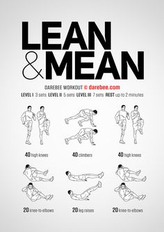 an exercise poster with instructions for lean and mean