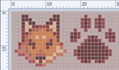 a cross stitch pattern with the shape of a heart on it, in red and orange colors