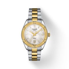 Tissot PR 100 Sport Chic Tissot Pr 100 Sport Chic, Tissot Watches, Sport Chic, Classic Watches, Two Tone Watch, Women's Watch, Swiss Watches, Watch Case, Watch Brands