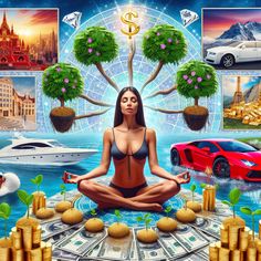 Experience the art of wealth manifestation. Picture meditating amidst symbols of prosperity: a mansion, sports car, private jet, yacht, amidst gold and diamonds. Visualize the growth of your wealth like growing plants. Find out more about manifesting abundance in our [Link]. #WealthManifestation #LawOfAttraction #Affluence #Prosperity #Visualization #PersonalGrowth. Trader Lifestyle, Money Wallpaper Iphone, Wealth Manifestation, A Mansion, Manifesting Wealth, Money Pictures, Manifesting Abundance, Celestial Art, Phone Wallpaper Images