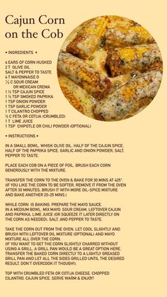 the recipe for cajun corn on the cob