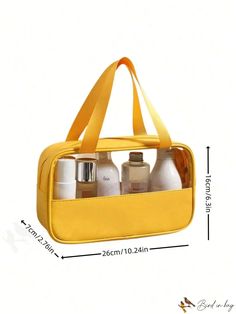 BirdinBag - Waterproof 3-Piece Zippered Makeup Bag Set Square School Bag With Zipper Pouch, Portable Square Cosmetic Bag For Daily Use, Square Portable Cosmetic Bag For Daily Use, Practical Rectangular Cosmetic Bag With Removable Pouch, Yellow Rectangular Cosmetic Bag With Removable Pouch, Multifunctional Rectangular Cosmetic Bag With Large Capacity, Yellow Portable Bag For Daily Use, Daily Use Portable Rectangular Cosmetic Storage, Practical Rectangular Bag With Zipper Pouch