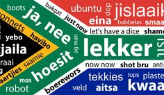 a poster with different types of words on it and the caption below reads 6 slang words south african use on a daily basis