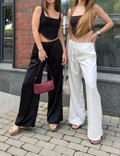 Silk satin loose womens palazzo pants TROUSERS, Wide Leg pants High Waist Pants Wedding black palazzo summer Pants, white Women Trousers Chic satin palazzos with premium fabric. They fit loosely throughout the entire length without being tight or restricting your movements. Can be worn in two ways, low or high fit  The material is sateen, 100% polyester. The density of 300 grams, they are heavy and do not stick to the legs The fabric has an antistatic effect. Also this material is cooling  There Summer High Waist Satin Bottoms, Summer Evening High-waisted Wide Leg Pants, Chic Satin Summer Bottoms, Summer Party Wide Leg Full Length Pants, Summer Evening Wide Leg Bottoms, Elegant Wide Leg Summer Pants, Casual Wide Leg Satin Pants, Wide Leg Pants For Evening In Summer, Summer Evening Wide Leg Full Length Pants