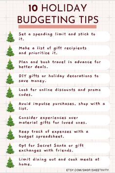 a list for holiday budgeting tips